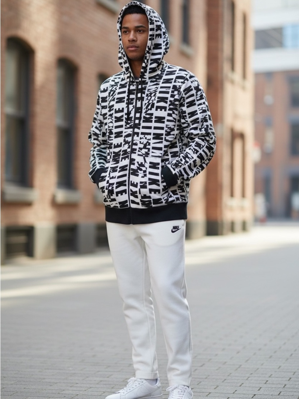 Nike full zip hoodie Club French Terry all over Print - Men's Small